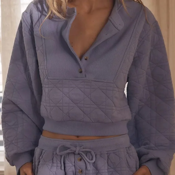 Anthropologie Lavender Quilted Knit Shorts - Picture 4 of 14